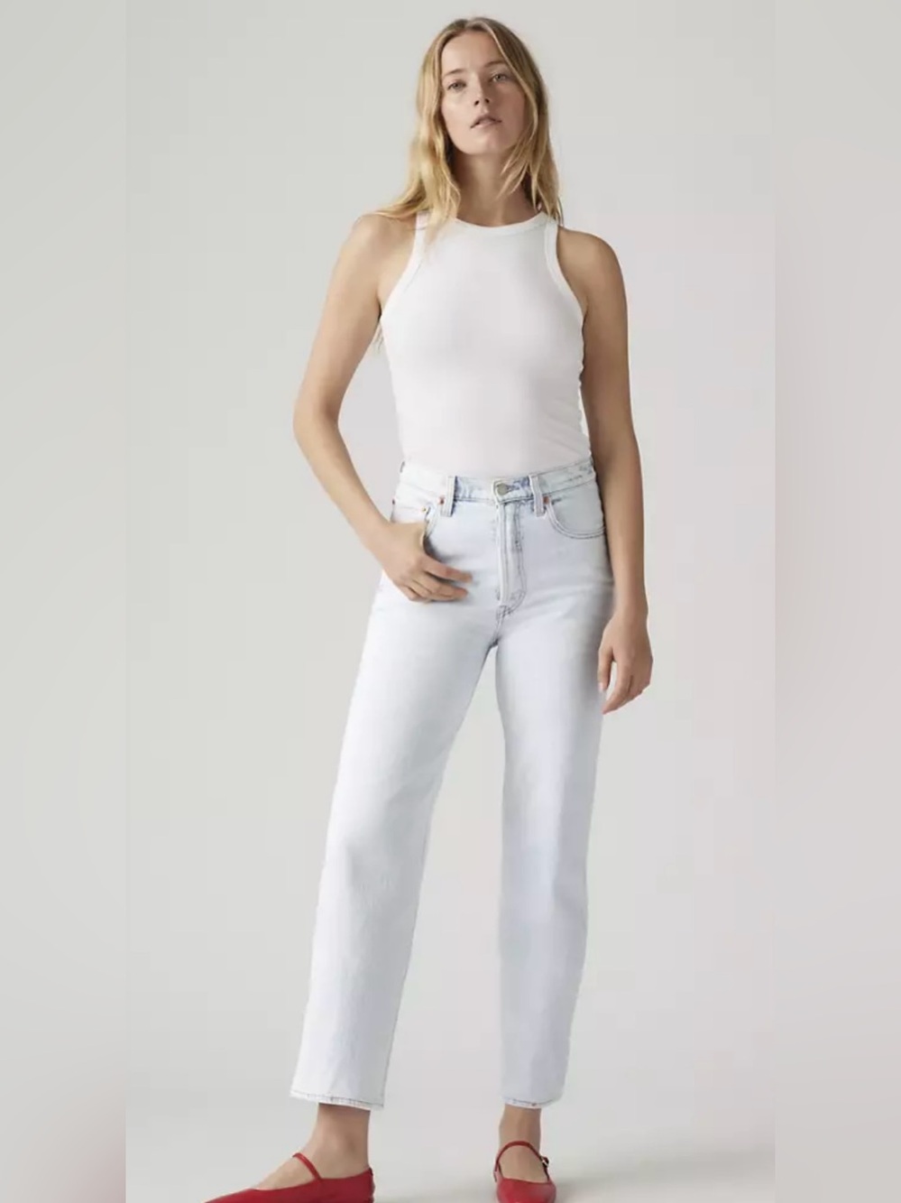 Levi’s Ribcage Straight Ankle Cotton Buttonfly Light Wash Denim Jeans Size 28